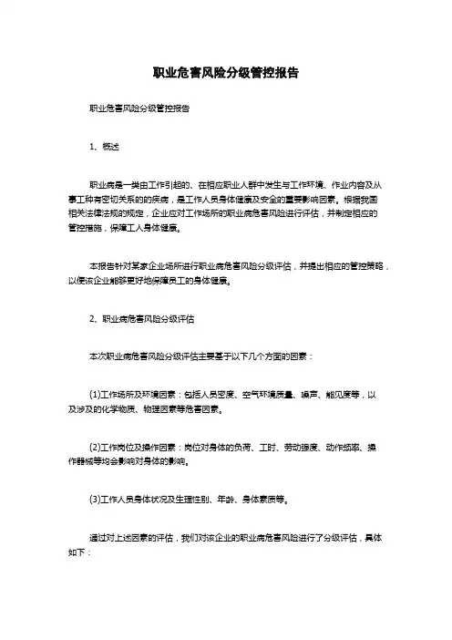 职业危害风险分级管控报告
