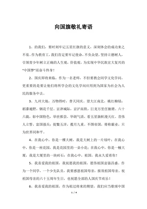 向国旗敬礼寄语