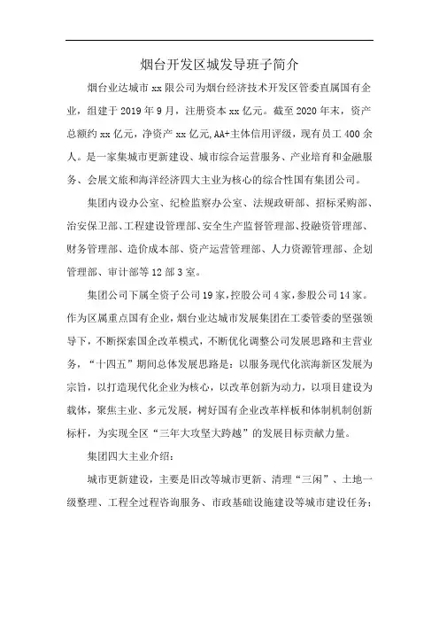 烟台开发区城发导班子简介
