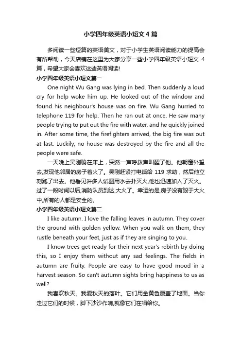 小学四年级英语小短文4篇