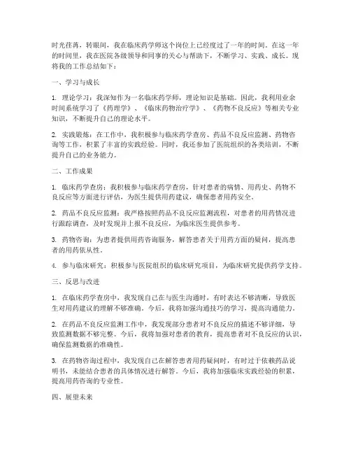 临床药学师总结范文