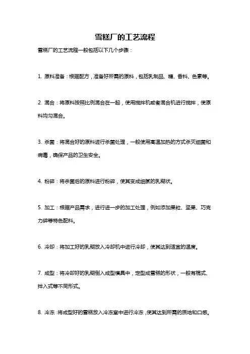 雪糕厂的工艺流程