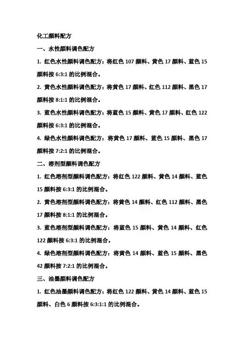 化工颜料配方