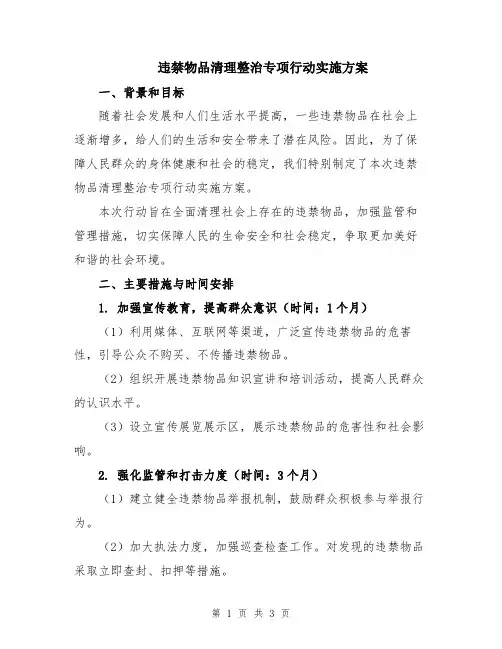 违禁物品清理整治专项行动实施方案