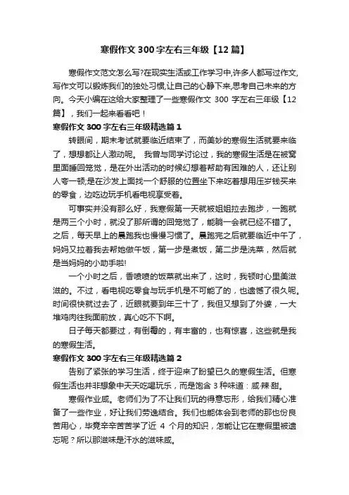 寒假作文300字左右三年级【12篇】