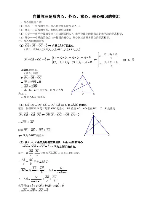 向量与三角形的四心
