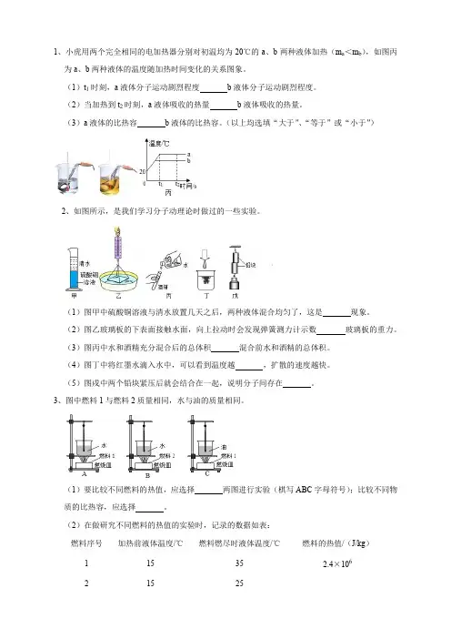 人教版九年级物理实验专题复习