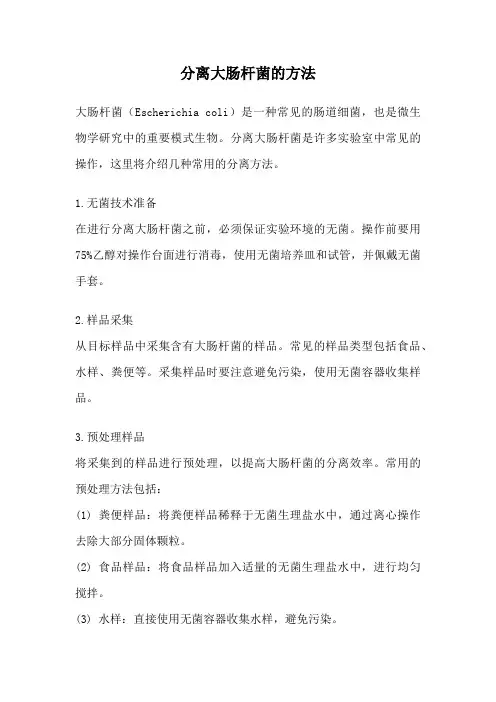 分离大肠杆菌的方法
