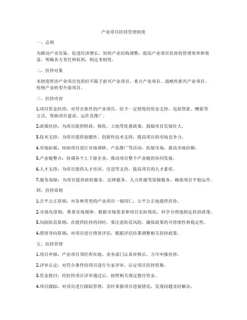 产业项目扶持管理制度