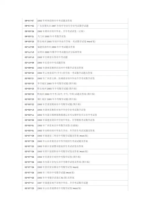 历届中考试卷及答案