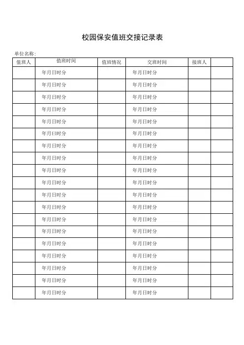 校园保安值班交接记录表
