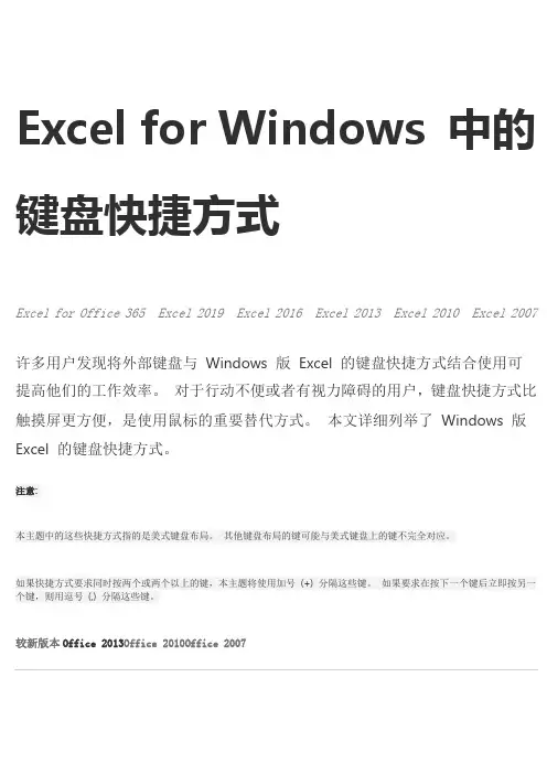 Excel2013快捷键