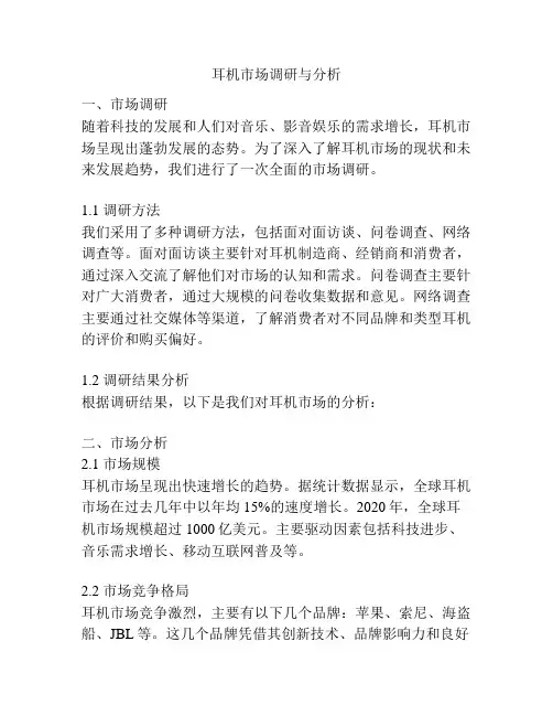 耳机市场调研与分析
