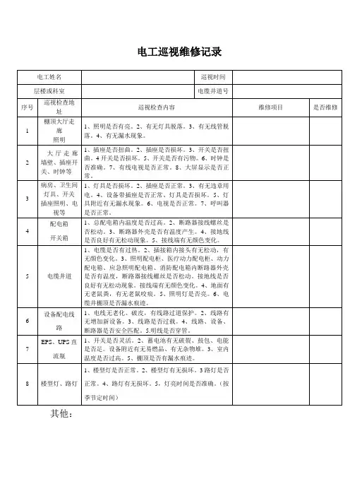 电工巡视维修记录