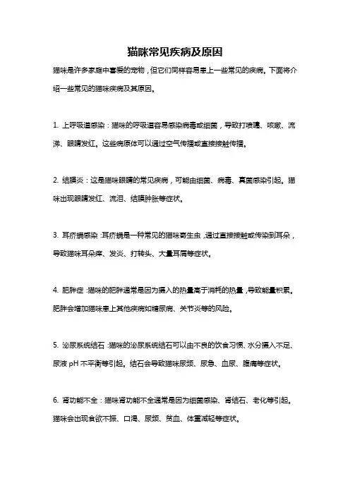 猫咪常见疾病及原因