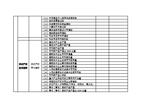 知识产权状况评价指标体系一览表(1)