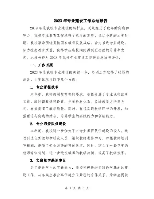 2023年专业建设工作总结报告