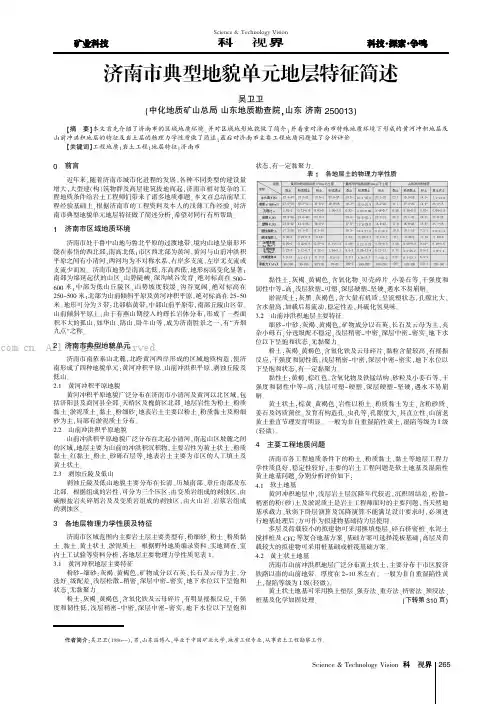 济南市典型地貌单元地层特征简述