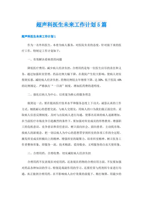 超声科医生未来工作计划5篇