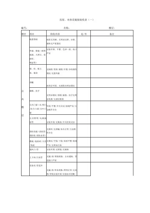 房屋本体设施接验收表