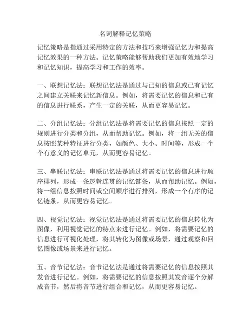 名词解释记忆策略