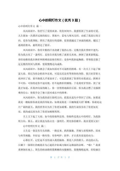 心中的明灯作文(优秀3篇)