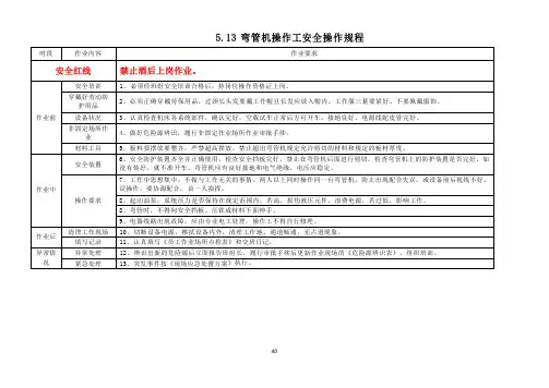 弯管机操作工安全操作规程