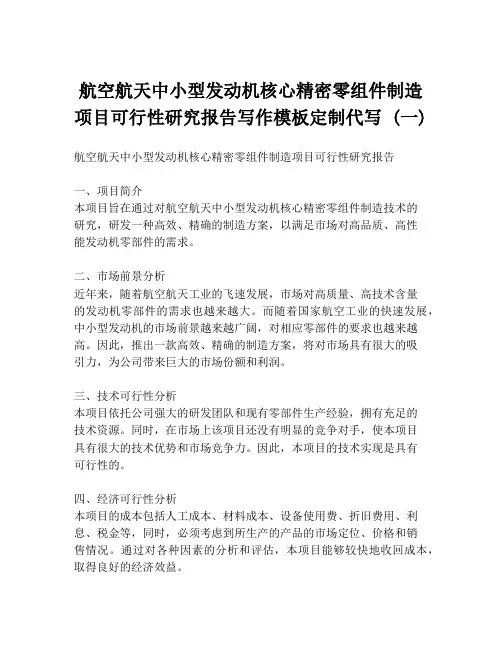 航空航天中小型发动机核心精密零组件制造项目可行性研究报告写作模板定制代写 (一)