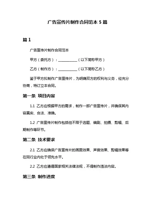 广告宣传片制作合同范本5篇