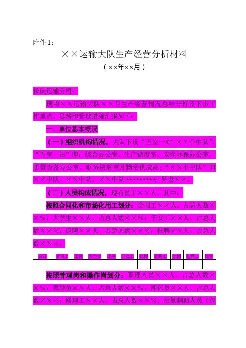 生产经营分析模板