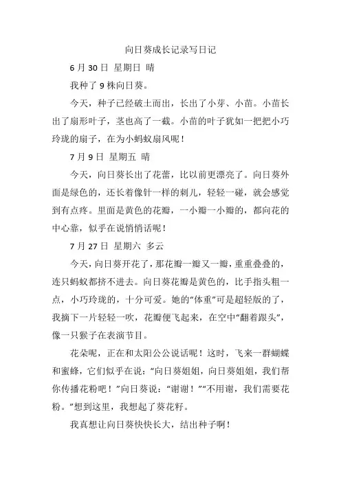 向日葵成长记录写日记