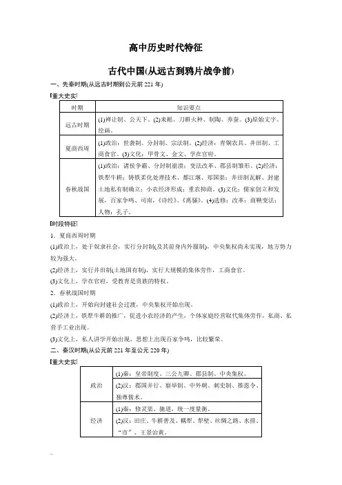 高中历史时代特征