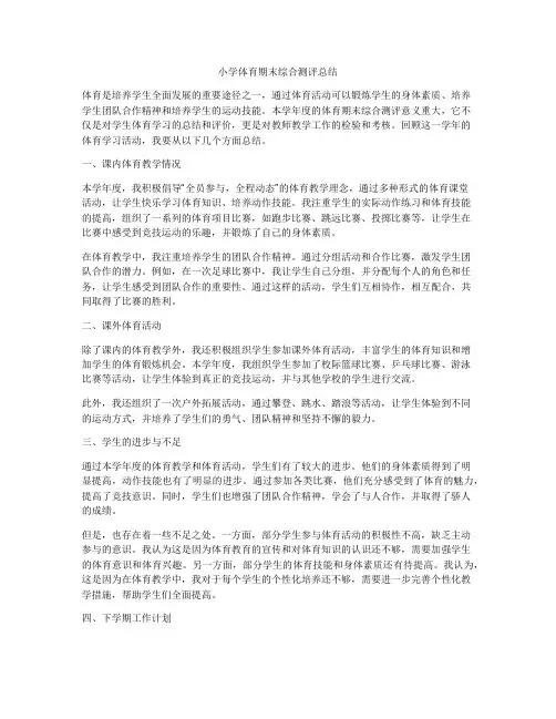 小学体育期末综合测评总结