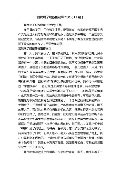 我发现了蚂蚁的秘密作文（13篇）