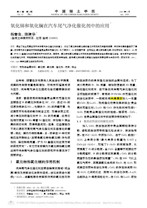 氧化铈和氧化镧在汽车尾气净化催化剂中的应用