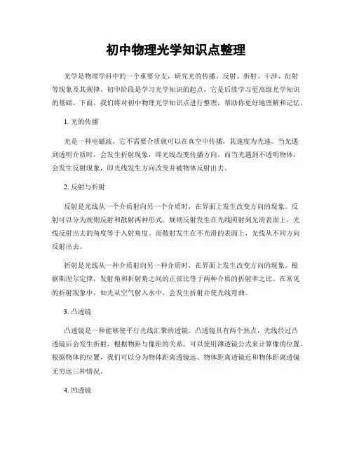 初中物理光学知识点整理
