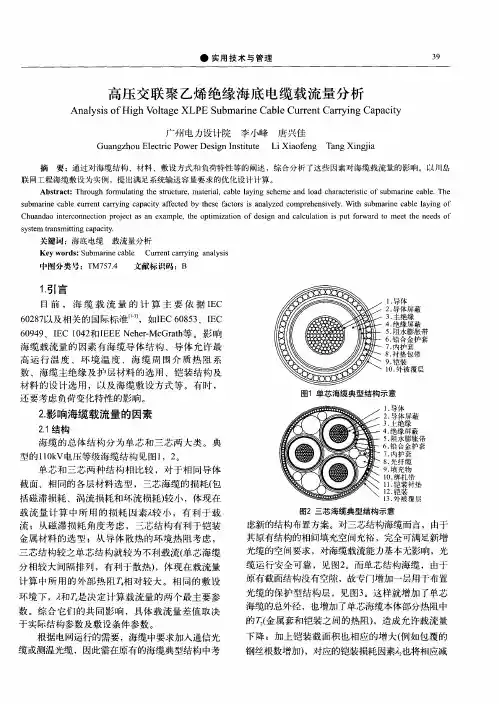 高压交联聚乙烯绝缘海底电缆载流量分析