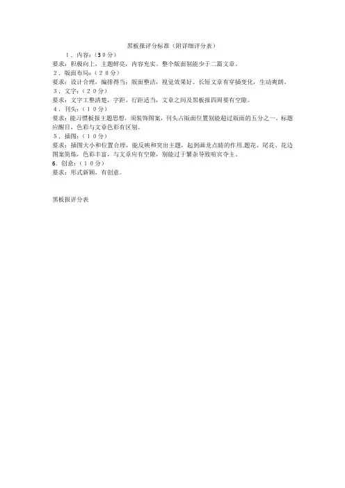 黑板报评分标准(附详细评分表)