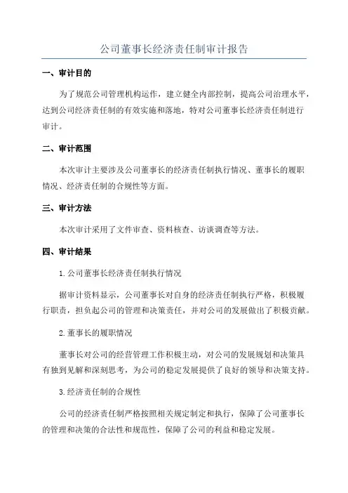 公司董事长经济责任制审计报告