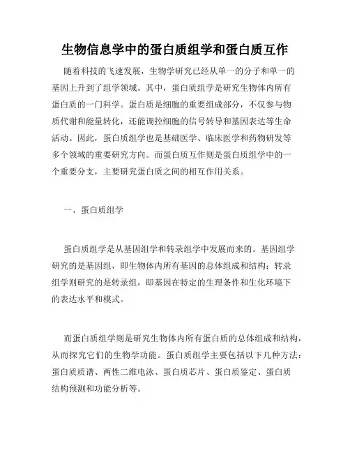 生物信息学中的蛋白质组学和蛋白质互作