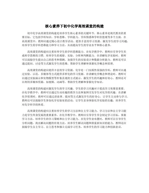 核心素养下初中化学高效课堂的构建