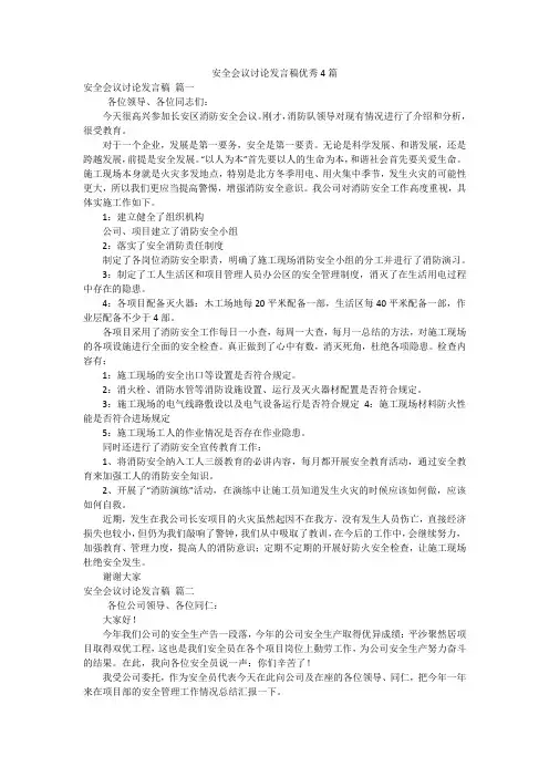 安全会议讨论发言稿优秀4篇