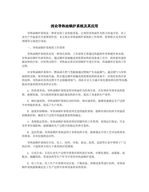 浅论导热油锅炉系统及其应用