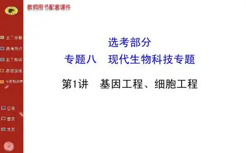 福建生物高考专题二轮课件专题八第1讲基因工程、细胞工程