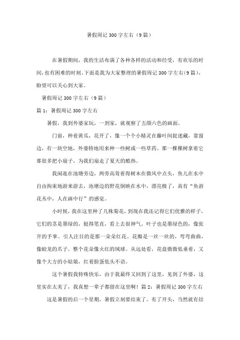暑假周记300字左右(9篇)