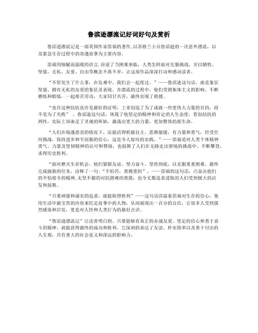 鲁滨逊漂流记好词好句及赏析