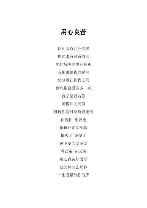 张宇《用心良苦》歌词