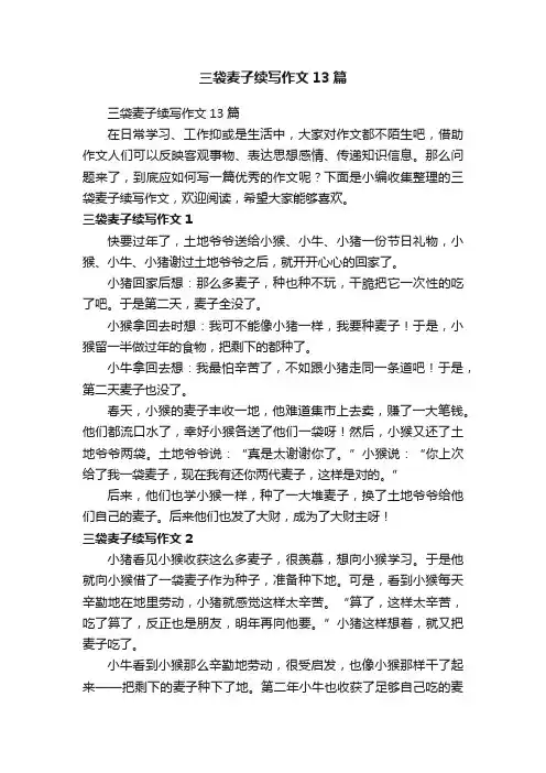 三袋麦子续写作文13篇