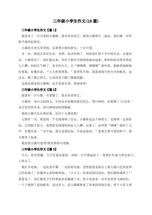 三年级小学生作文(10篇)