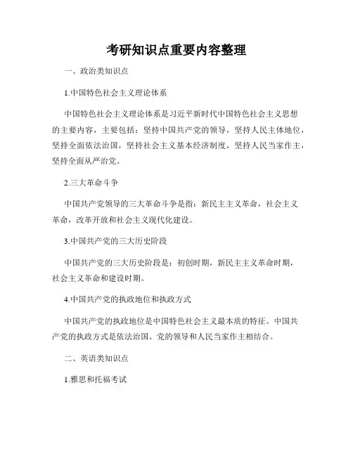 考研知识点重要内容整理